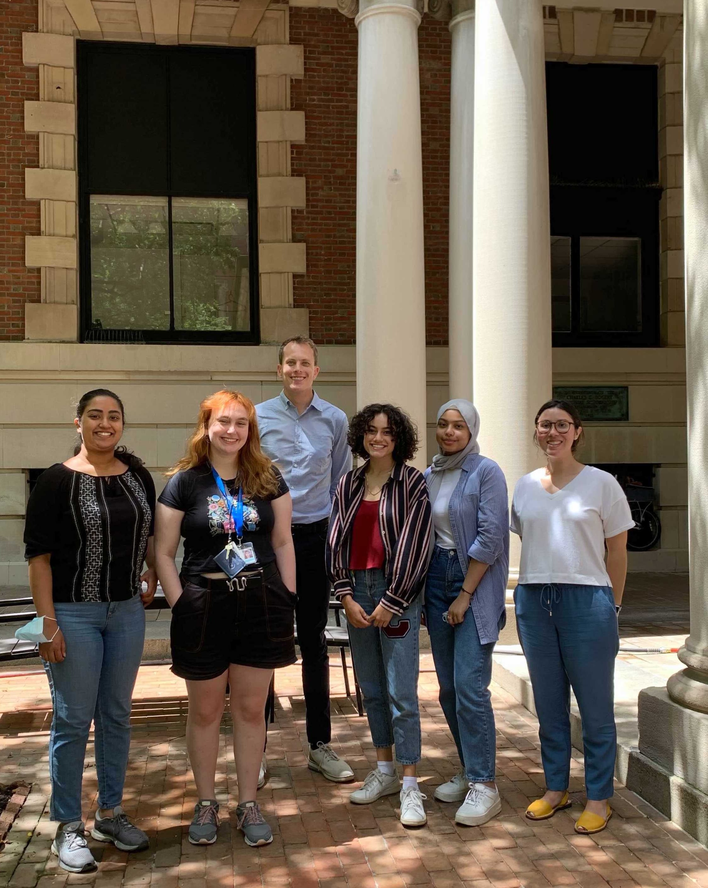 Prof. White and Students. Sanders, second from left. Hossain, second from right..